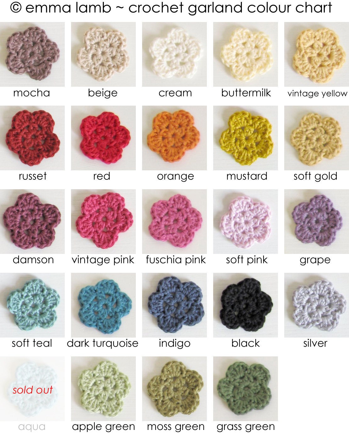 crochet garland... choose your own colours - petite flowers