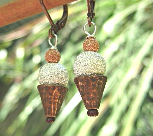 Ice cream cone earrings stardust beads