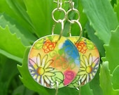 Daisy Earring Handmade Giclee Colorful Beads Flowers Colorful