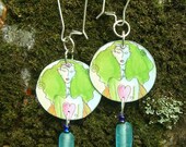 Goddess Sterling Earring Handmade Watercolor Art Beads