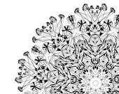 cyber monday etsy art sale Complicated Boundary - mandala pattern Archival Print black and white Fine art print giclee print