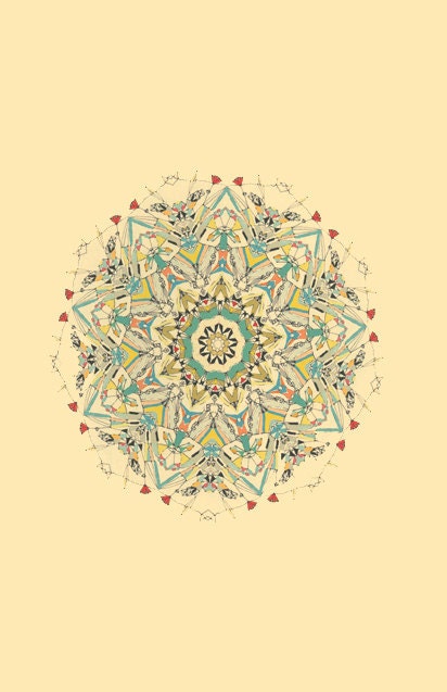 Etsy Sale - Colorful art giclee print art mandala circle art mandala print unique print cream complex mandala