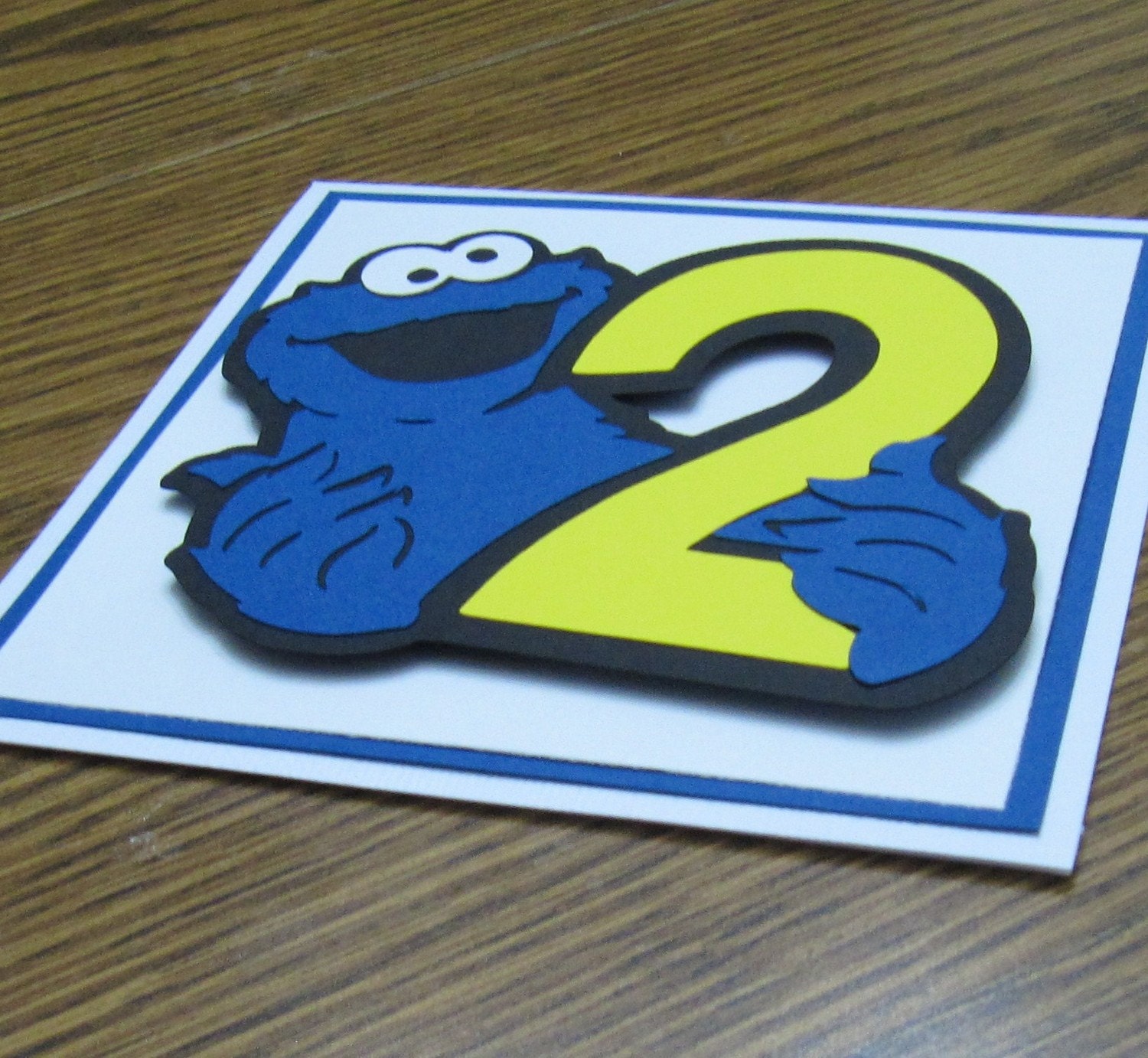 cute sesame street cookie monster/Elmo/big bird inspired birthday card