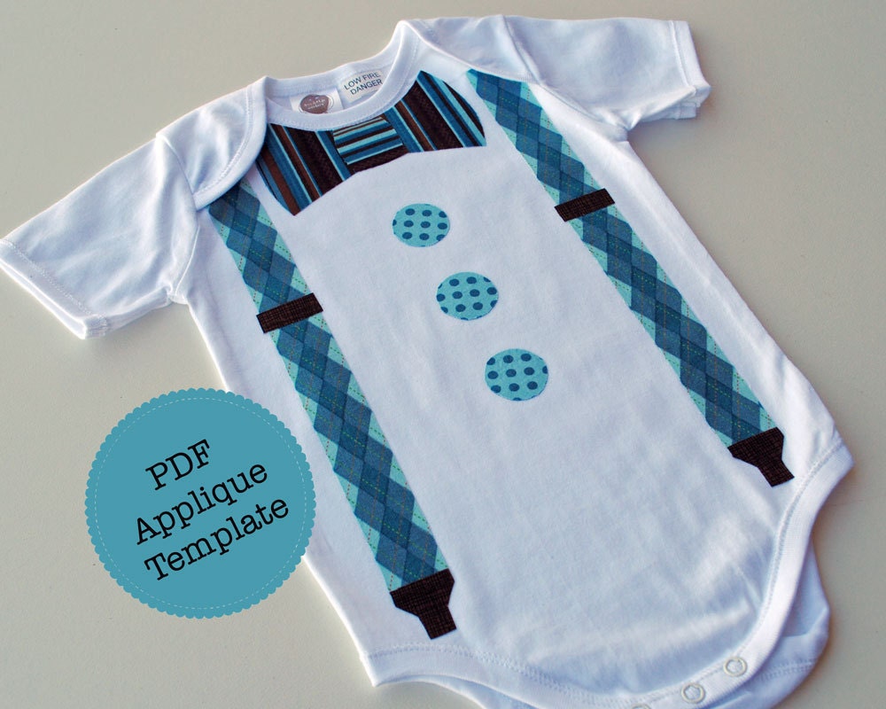Bow Tie and Suspenders Applique Template. DIY, Make Your Own Appliqued Clothing. PDF Pattern by Angel Lea Designs