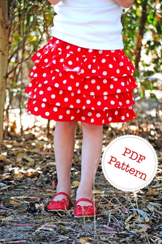Ruffle Skirt Pattern. PDF Sewing Pattern and Tutorial for Lexi Ruffle Skirt, Make and Sell, DIY, Sewing Patterns by Angel Lea Designs