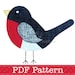 Robin Applique Template PDF Pattern Christmas Robin Bird Animal Applique Design by Angel Lea Designs, Instant Download Digital Pattern