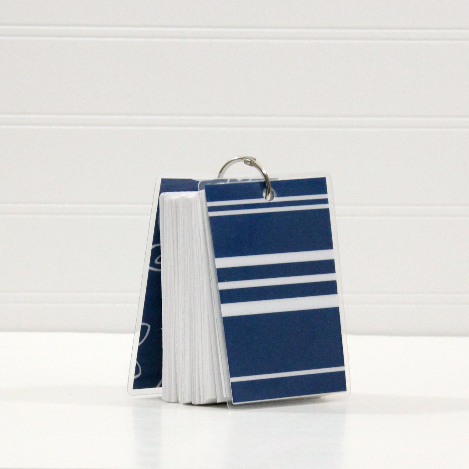 3 x 4 Note Card Jotter, Mini Blank Journal, Blue Stripes