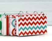 3 x 5 Index Card or Note Card Binder Set of Four, Red Chevron