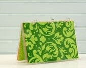Planner Cover, 6 x 9 Journal Binder, Greens and Oranges