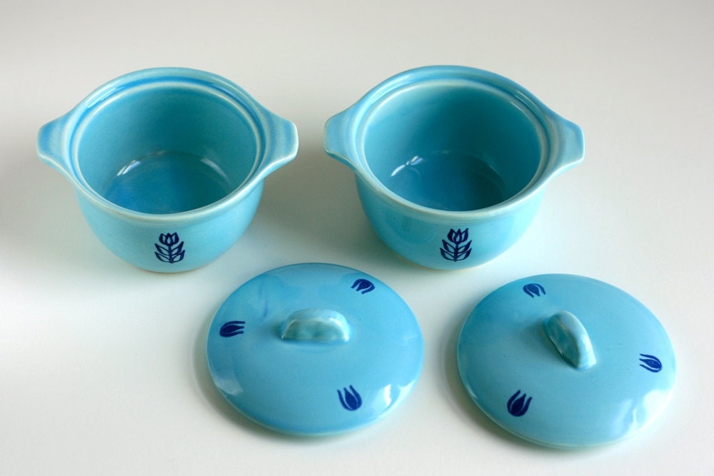 Mid Century Aqua Cronin Small Casserole Dishes