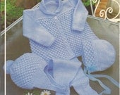 Vintage Knitting Baby Boy/Girl Pram Set Knitting  Pattern PDF (T17)