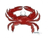 Red Crab Watercolor Print