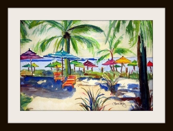 Caribbean Time, Watercolor Digital Print