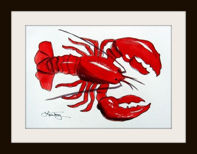 Red Lobster Watercolor Print