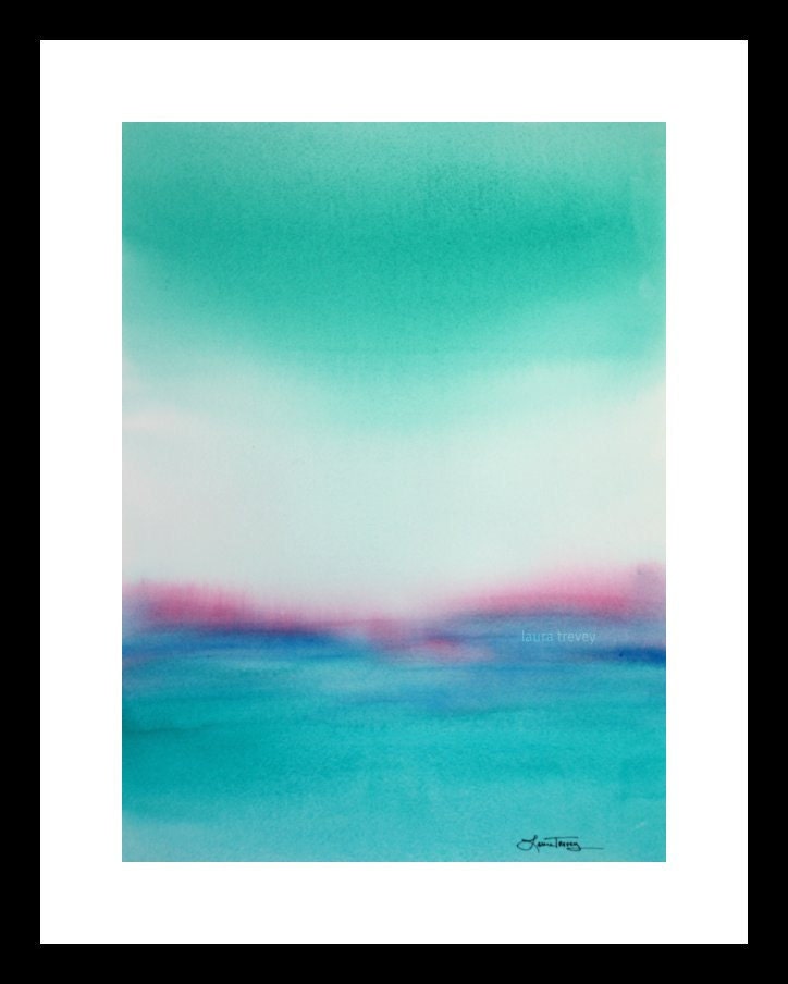 RESERVED FOR JANET / Turquoise Seascape in Watercolor