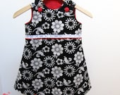 Black Floral Corduroy and Red  Reversible Dress Size 4T - ON SALE