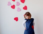 Valentines Day... Denim Peasant Dress with Appliqued Heart...handmade childrens clothing by laken and lila