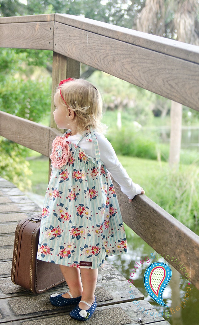 The Delainey Vintage Floral Collection... Floral Tablecloth Smocked Dress.... handmade childrens clothing by laken and lila