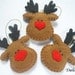 Rudolph the red nose reindeer - felt Christmas ornament - handmade decorations - Set of 3