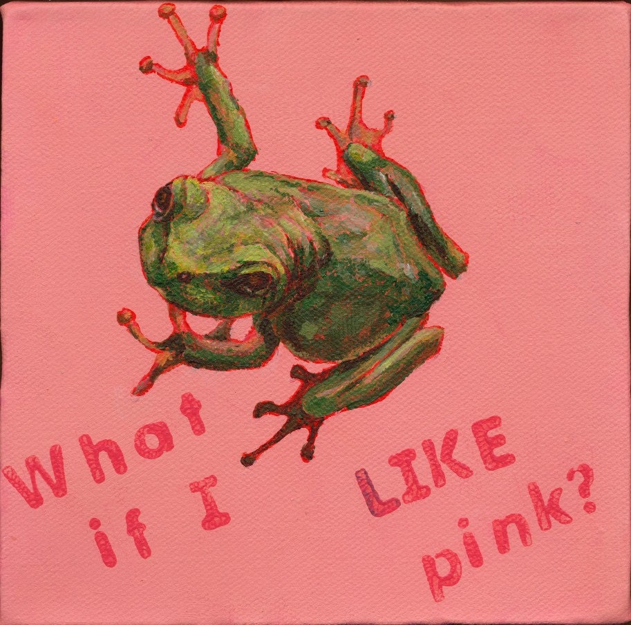 I like PINK Frog -- Small Original Painting