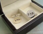 MONOGRAM.... Hand Stamped Cuff Links - Sterling Silver - Personalized Cuff Links
