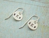 Hand Stamped Earrings - Sterling Silver Dangle Earrings - Personalized Earrings - Monogram Earrings