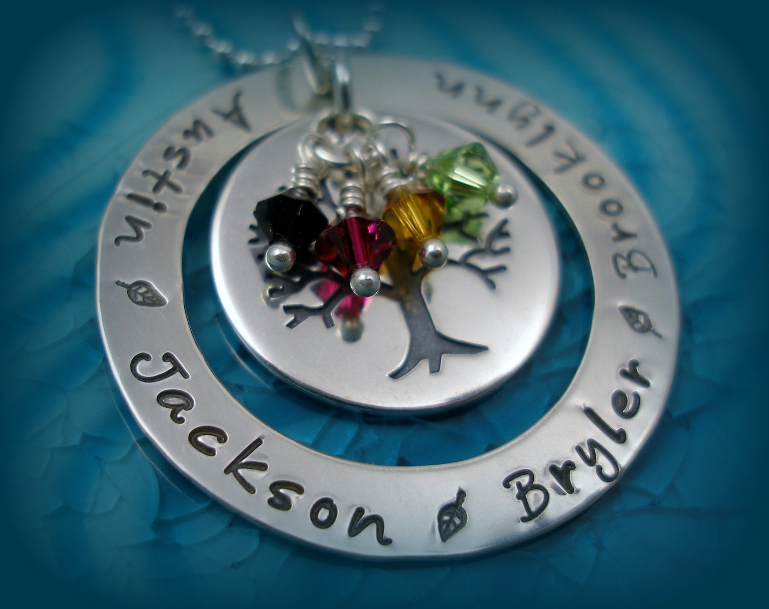 Hand Stamped Jewelry - Personalized Necklace - Sterling Silver - Family Tree - Birthstone Necklace by Tiny Tokens