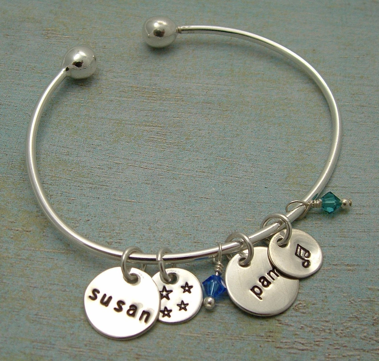 Hand Stamped Bracelet - Cuff Bracelet - Charm Bracelet - Sterling Silver Bracelet