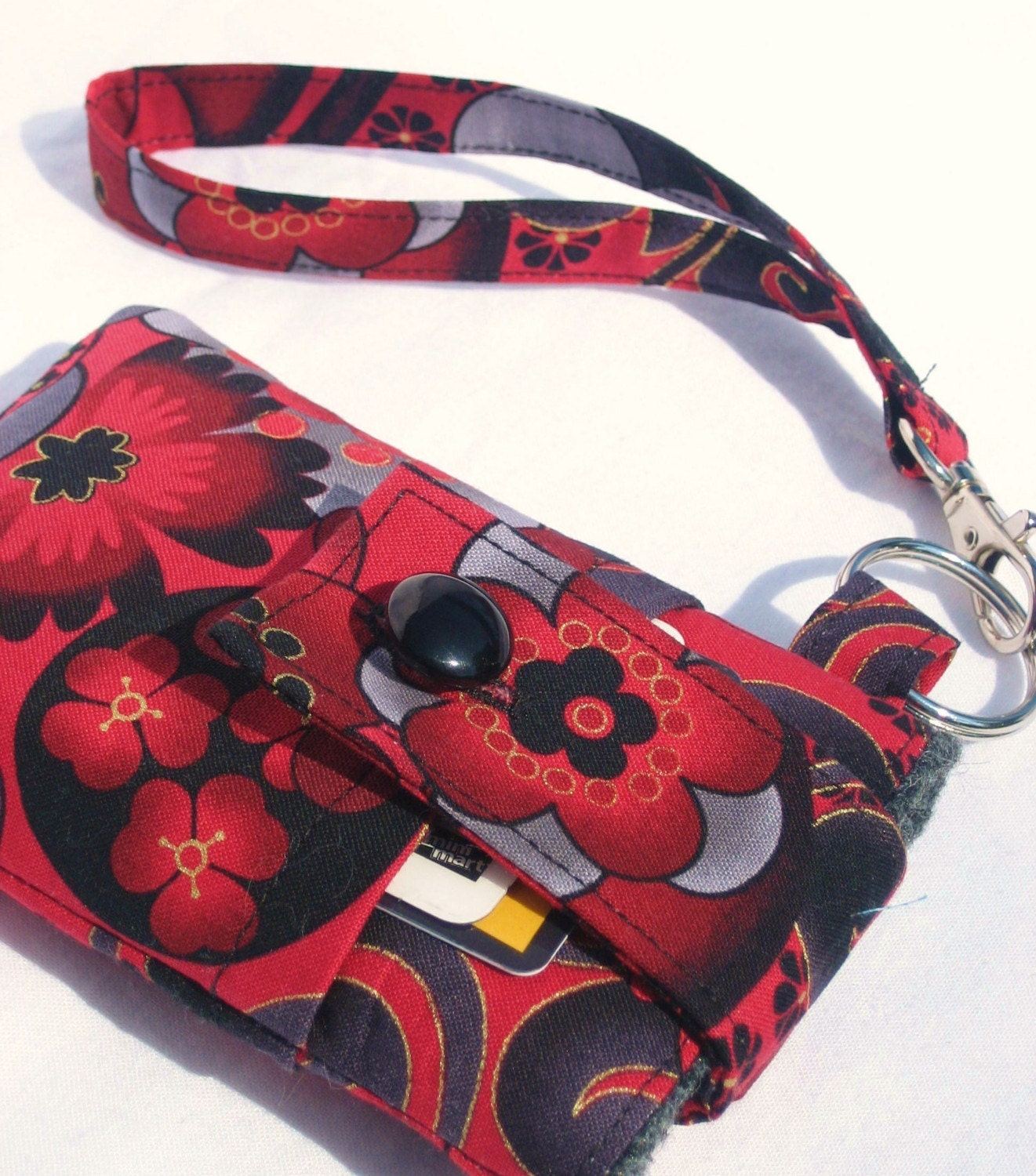 WRISTLET Case for iPhone, iPod Touch with Flap Closure and POCKET - Red Sakura