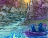 Waldorf Watercolor Postcard - Lady of the Lake