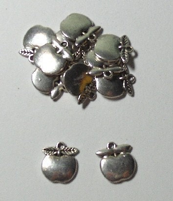 2 Pcs Antique Silver Apple Charm Pendants