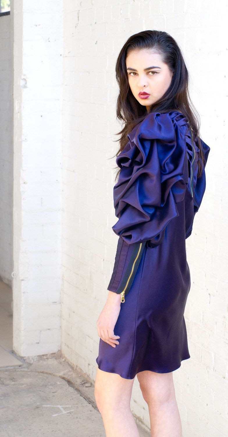 Sample Sale:Purple Lawrence Evening Long Sleeve Tunic Dress