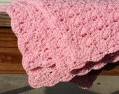 crochet baby blanket - pink shell pattern baby afghan custom made
