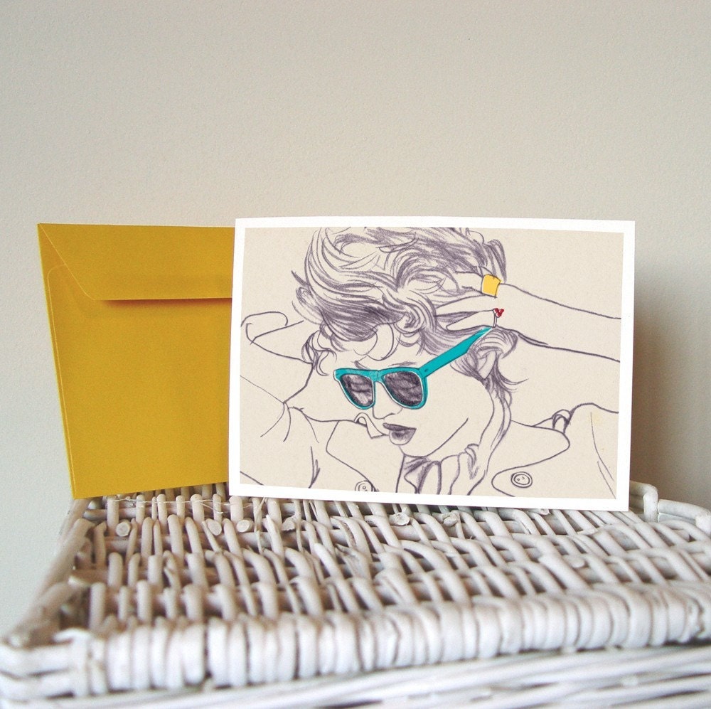 Blue Sunglasses Postcard