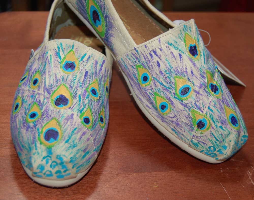 Purple Peacock Custom TOMS - shoes included, you pick your size