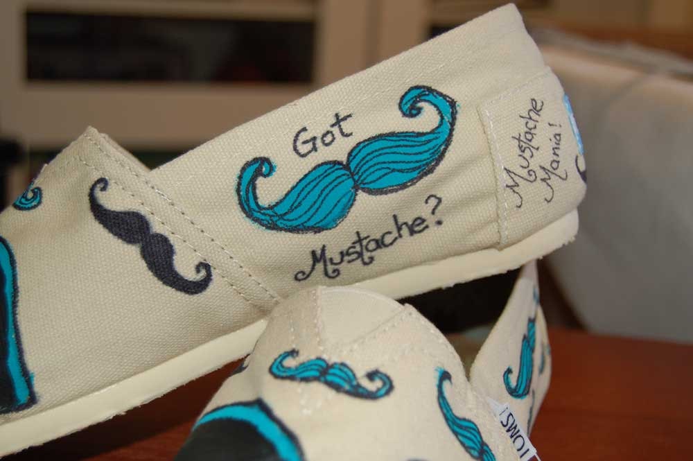 Quirky Mustache TOMS - customized in your colors, your shoe size