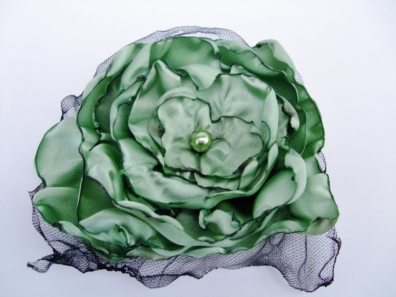 Bridal Hair Flower, Sage Green Flower Accessory, Hair Clip or Brooch, Wedding, Bridal Sash
