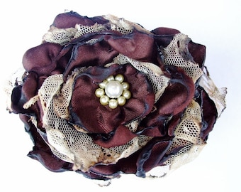 Wedding Hair Flower, Brown flower accessory