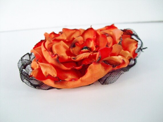 Wedding hair flower, Orange Flower accessory, Tangerine flower