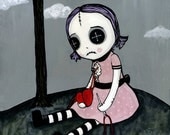 LOVE/HATE 16x20 art giclee print rag doll broken heart