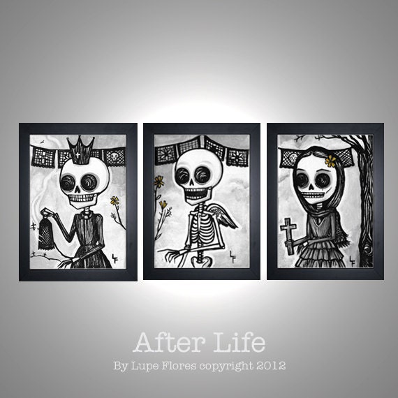 After Life Print Set Day of the Dead sugar skull 5x7 DEAL