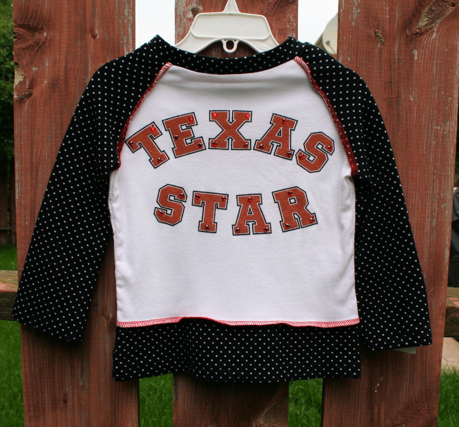 SALE...TEXAS STAR... a great funky recycled upcycled and repurpose pieced tshirt top size 2T