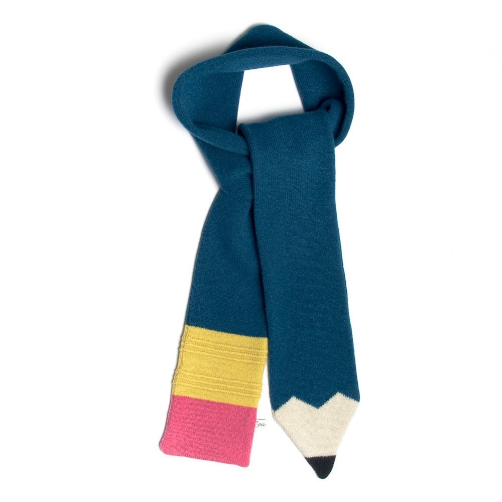 Lambswool Petrol Blue Pencil Scarf