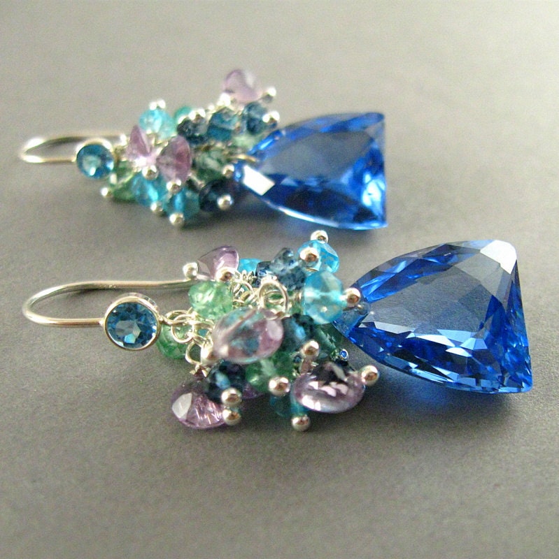 London Blue Topaz Gemstone Sterling Silver Earrings
