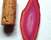Cerise pink Agate slice for jewelry Geode making wire wrapped mosaic wind chimes stained glass project craft supply natural geode AG1