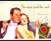 Lucky Strike Cigarettes Vintage 1930s Ad - No More Need Be Said - Wall Art Print 11" x 14"