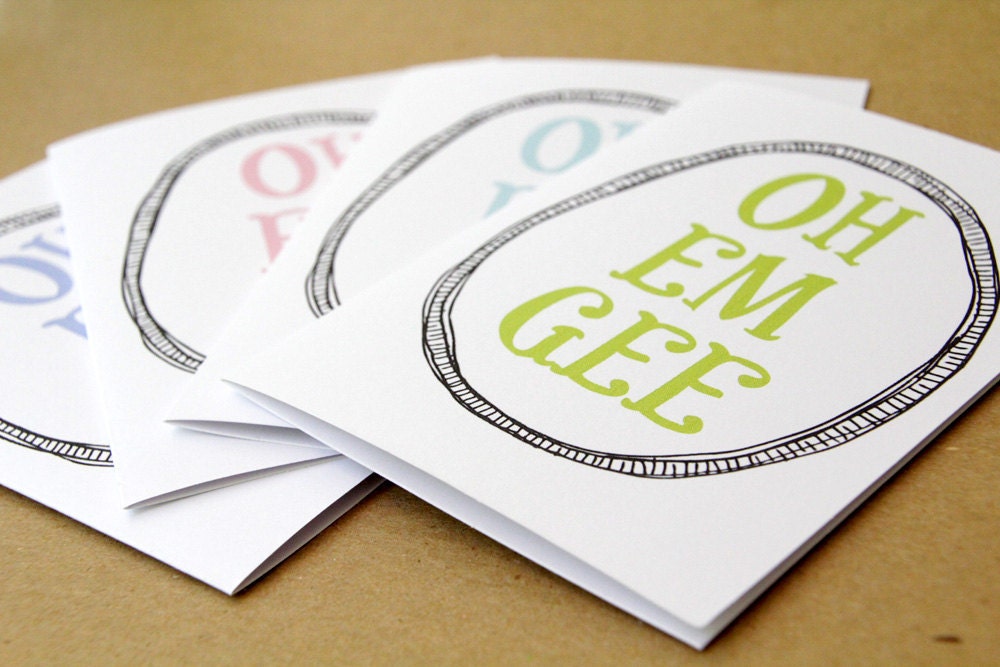 spring pastel funny oh em gee omg card set of 4 assorted cards modern typography letterhappy etsy for teens graduation gift