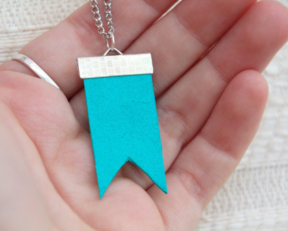 bohemian teal flag necklace neon bright geometric chevron tribal stocking stuffer fashionista under 20 letterhappy etsy