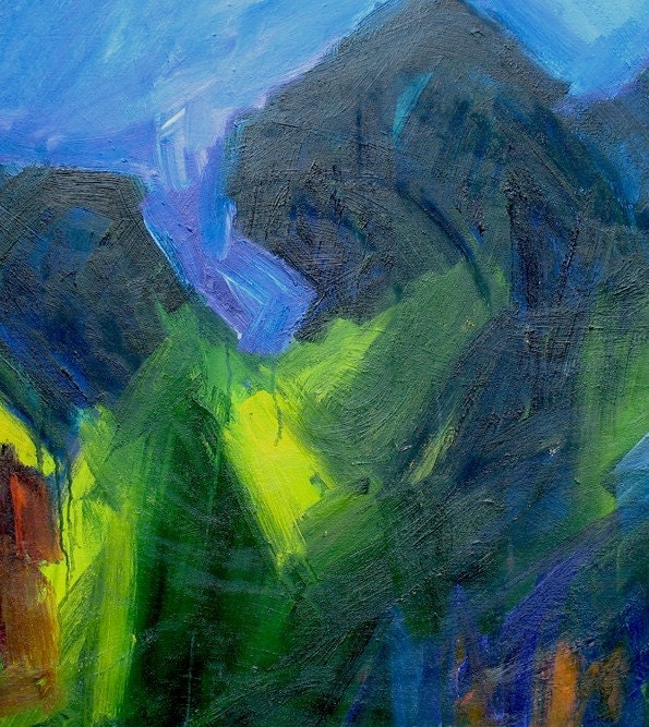Summer Night LARGE Painting 30 x 38 abstract landscape evening light