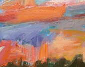 Greenhill Road Large Painting 23 x 37 ABSTRACT landscape sunset peach lavender